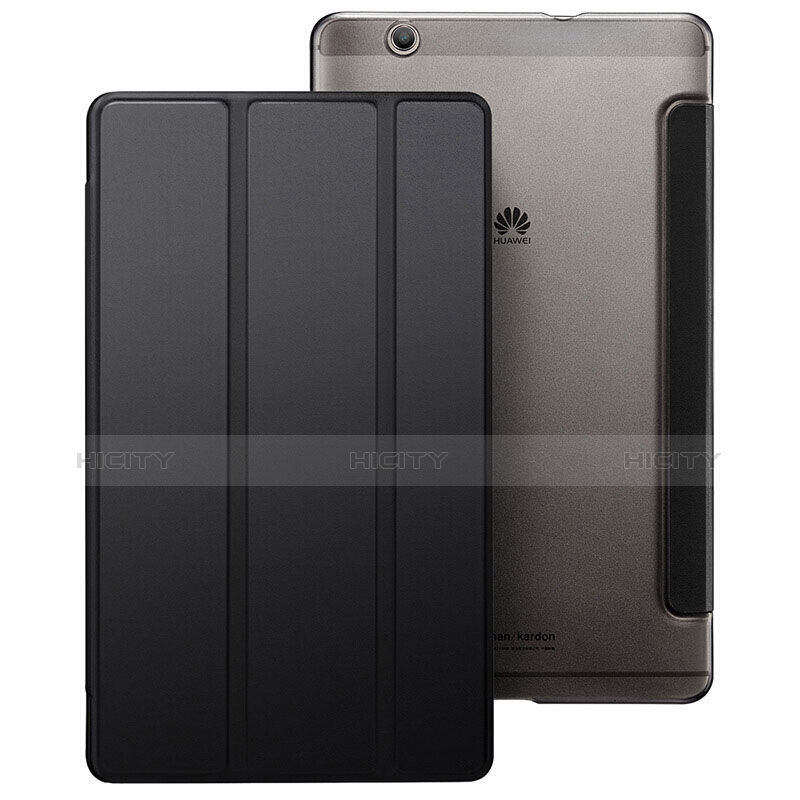 Etui Portefeuille Livre Cuir pour Huawei MediaPad M3 Noir Plus