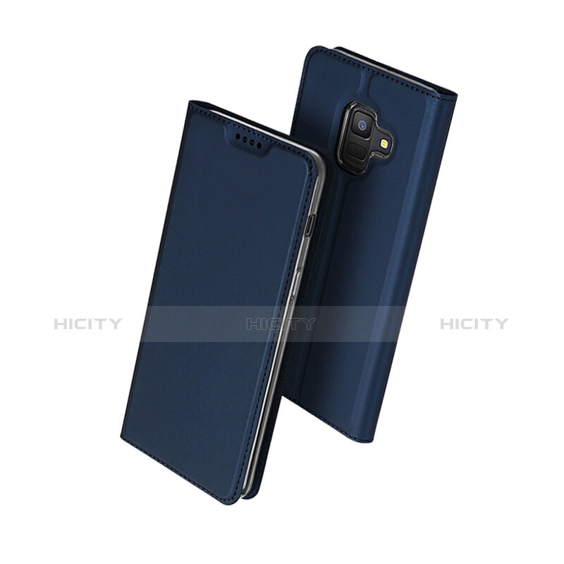 Etui Portefeuille Livre Cuir pour Samsung Galaxy A6 (2018) Dual SIM Bleu Plus