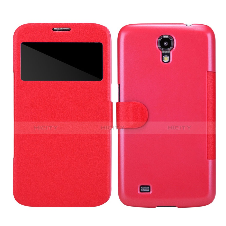 Etui Portefeuille Livre Cuir pour Samsung Galaxy Mega 6.3 i9200 i9205 Rouge Plus