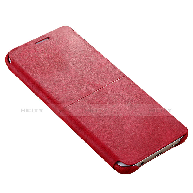 Etui Portefeuille Livre Cuir pour Samsung Galaxy S6 Edge+ Plus SM-G928F Rouge Plus