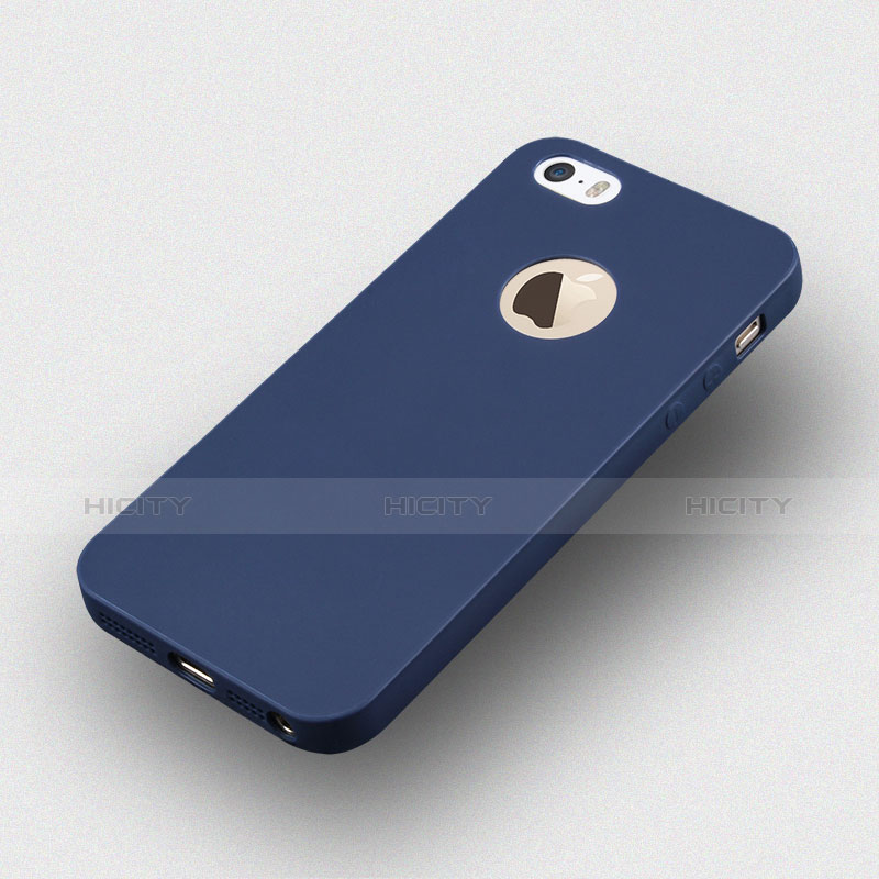 Etui Silicone avec Trou Souple Couleur Unie pour Apple iPhone 5 Bleu Plus