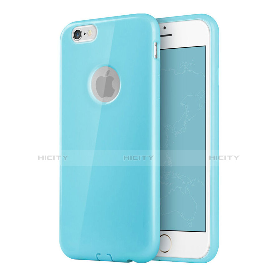 Etui Silicone avec Trou Souple Couleur Unie pour Apple iPhone 6S Plus Bleu Ciel Plus