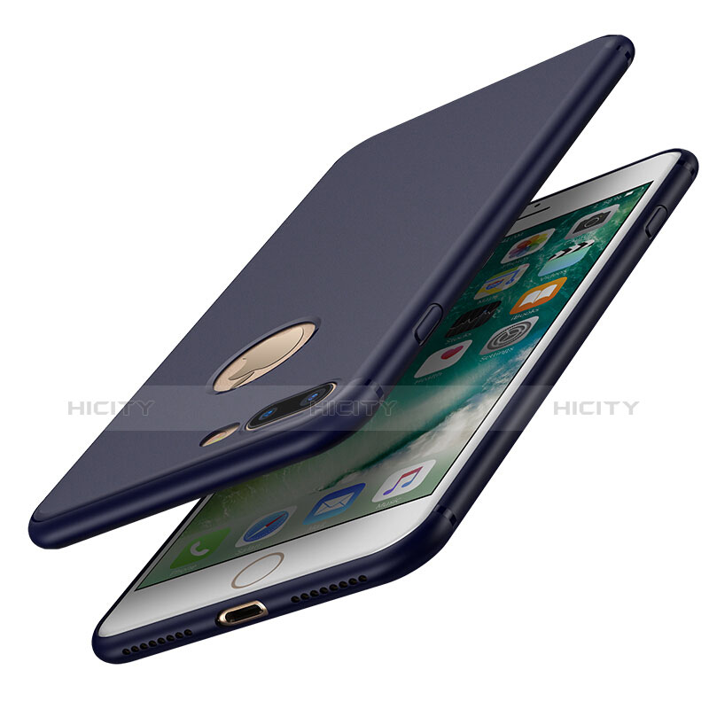 Etui Silicone avec Trou Souple Couleur Unie pour Apple iPhone 8 Plus Bleu Plus