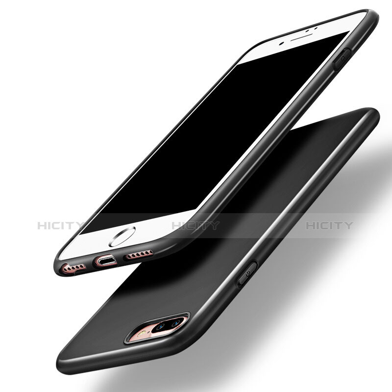 Etui Silicone Gel Souple Couleur Unie pour Apple iPhone 7 Plus Noir Plus