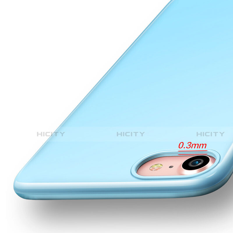 Etui Silicone Gel Souple Couleur Unie pour Apple iPhone SE3 (2022) Bleu Ciel Plus