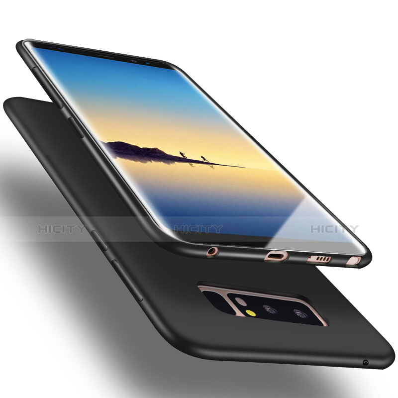 Etui Silicone Gel Souple Couleur Unie pour Samsung Galaxy Note 8 Duos N950F Noir Plus