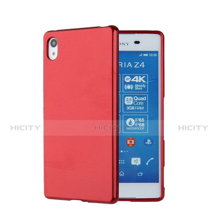 Etui Silicone Gel Souple Couleur Unie pour Sony Xperia Z3+ Plus Rouge Plus