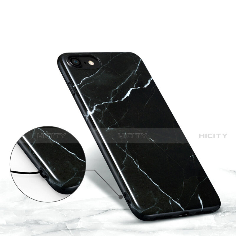 Etui Silicone Motif de Marbre Souple Couleur Unie pour Apple iPhone SE (2020) Noir Plus