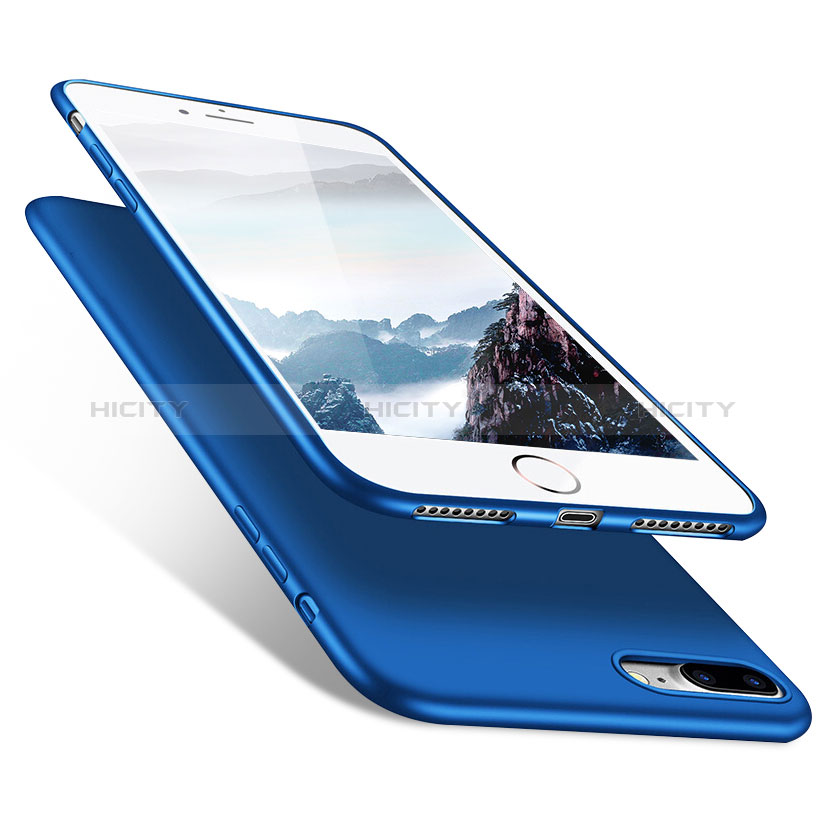 Etui Silicone Souple Couleur Unie Gel pour Apple iPhone 8 Plus Bleu Plus