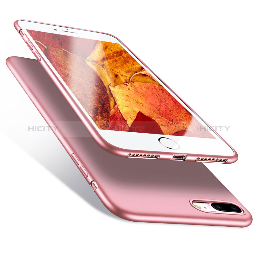Etui Silicone Souple Couleur Unie Gel pour Apple iPhone 8 Plus Rose Plus