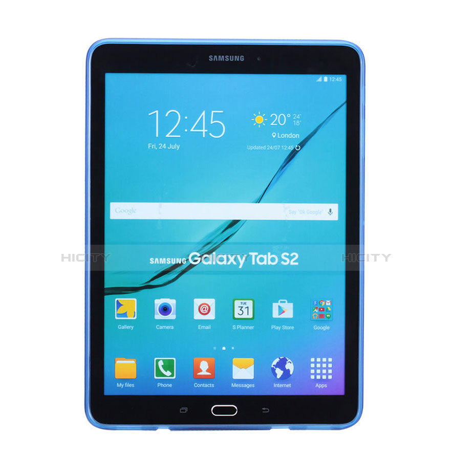 Etui TPU Souple Transparente Vague X-Line pour Samsung Galaxy Tab S2 8.0 SM-T710 SM-T715 Bleu Plus