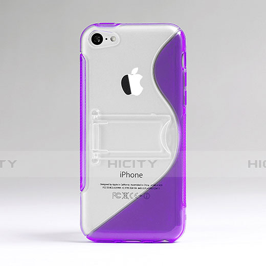 Etui TPU Transparente Vague S-Line avec Bequille pour Apple iPhone 5C Violet Plus