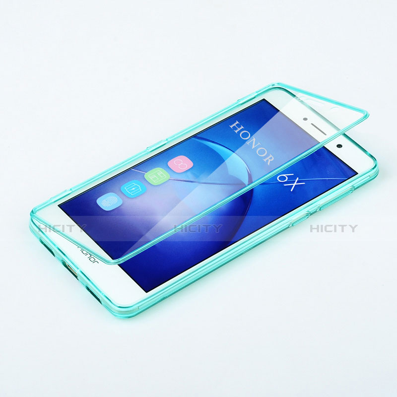 Etui Transparente Integrale Silicone Souple Avant et Arriere pour Huawei Honor 6X Pro Bleu Ciel Plus