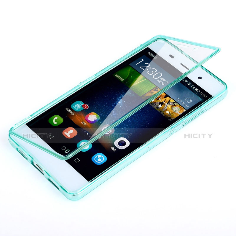 Etui Transparente Integrale Silicone Souple Avant et Arriere pour Huawei P8 Lite Bleu Ciel Plus