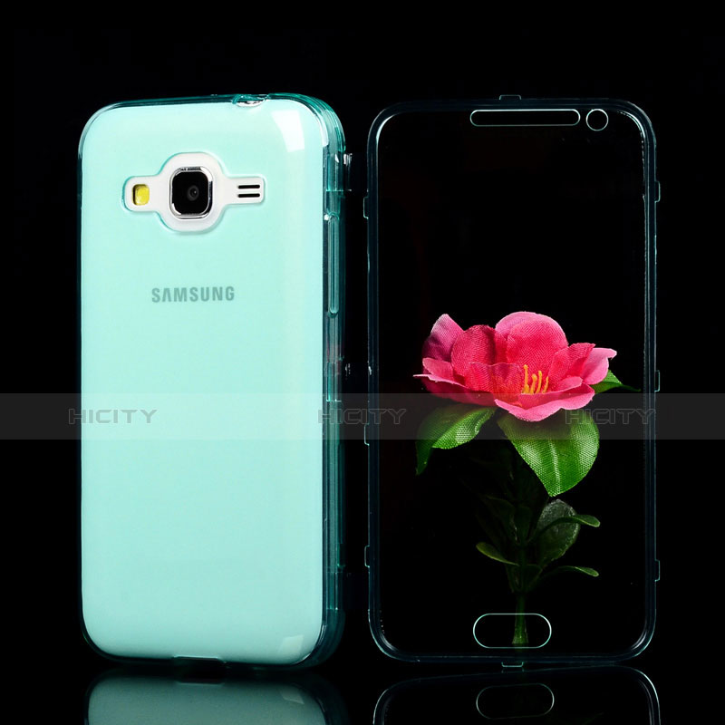 Etui Transparente Integrale Silicone Souple Avant et Arriere pour Samsung Galaxy Core Prime G360F G360GY Bleu Ciel Plus