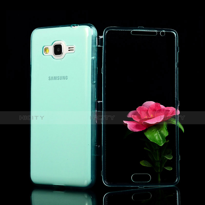 Etui Transparente Integrale Silicone Souple Avant et Arriere pour Samsung Galaxy Grand Prime SM-G530H Bleu Ciel Plus