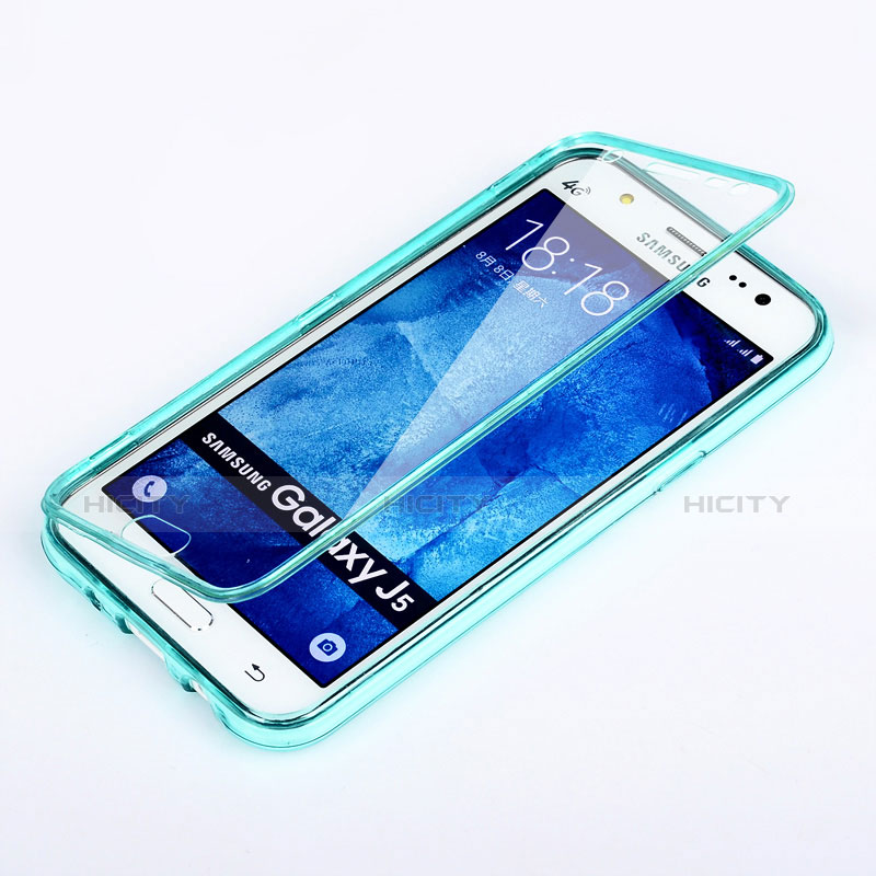 Etui Transparente Integrale Silicone Souple Avant et Arriere pour Samsung Galaxy J5 SM-J500F Bleu Ciel Plus