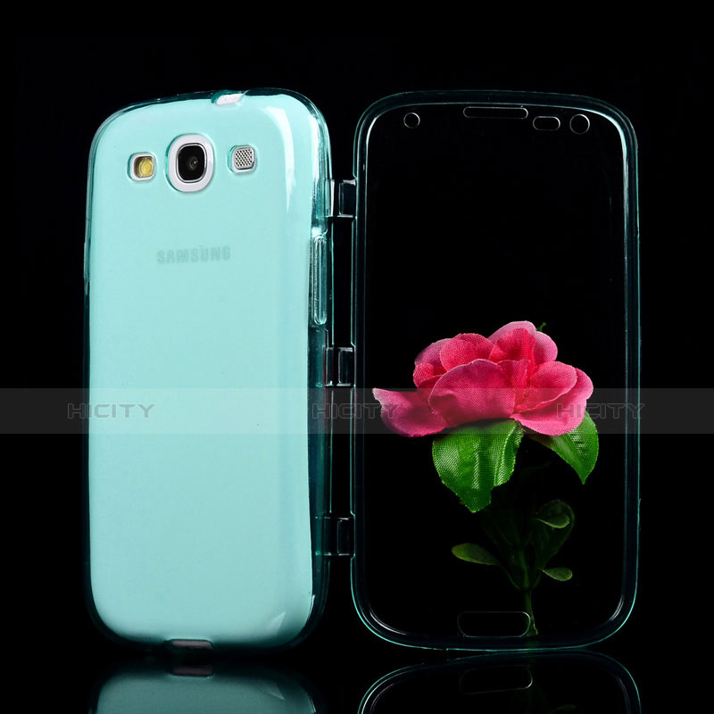Etui Transparente Integrale Silicone Souple Avant et Arriere pour Samsung Galaxy S3 4G i9305 Bleu Ciel Plus