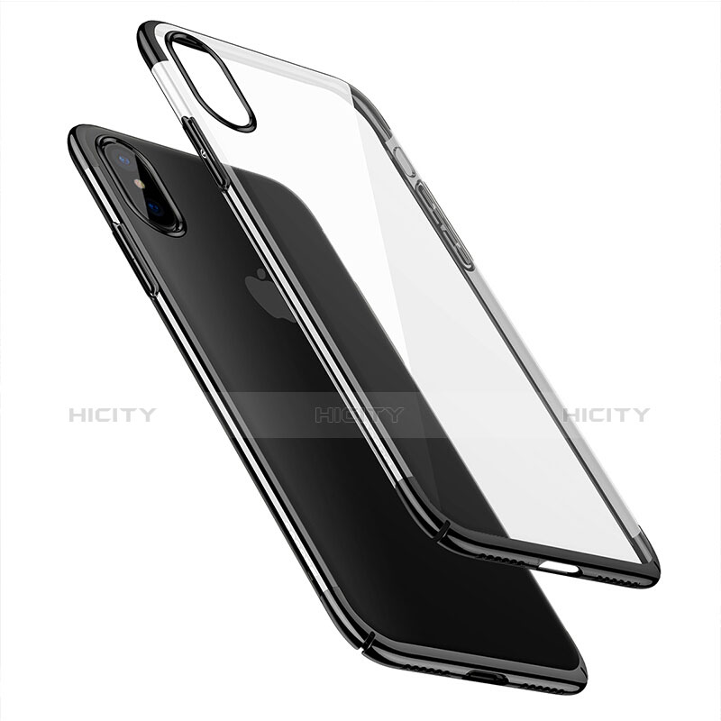 Etui Ultra Fine Plastique Rigide Transparente pour Apple iPhone X Noir Plus