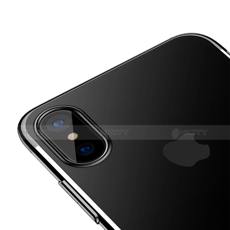 Etui Ultra Fine Plastique Rigide Transparente pour Apple iPhone X Noir Plus