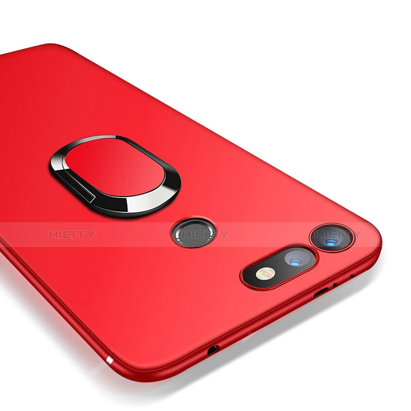 Etui Ultra Fine Silicone Souple avec Support Bague Anneau Aimante Magnetique pour Huawei Honor View 20 Rouge Plus