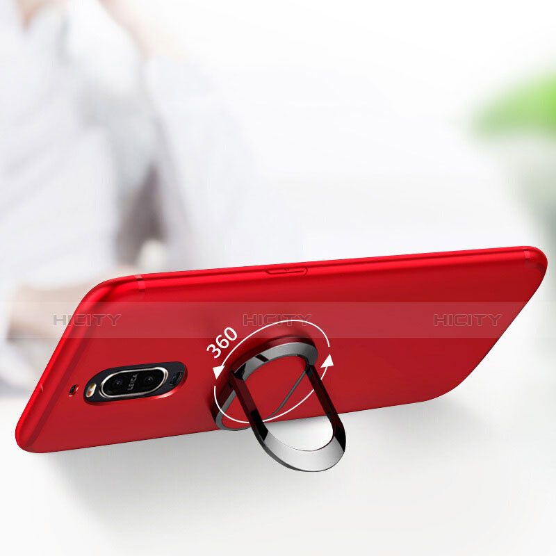 Etui Ultra Fine Silicone Souple avec Support Bague Anneau pour Huawei Mate 9 Pro Rouge Plus