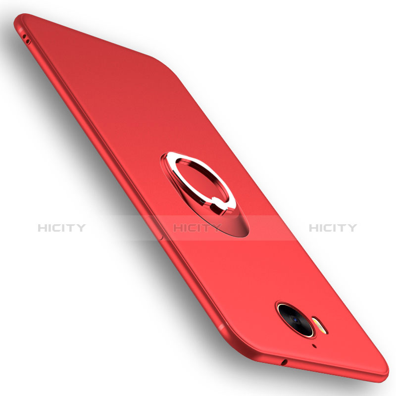 Etui Ultra Fine Silicone Souple avec Support Bague Anneau pour Huawei Y6 (2017) Rouge Plus