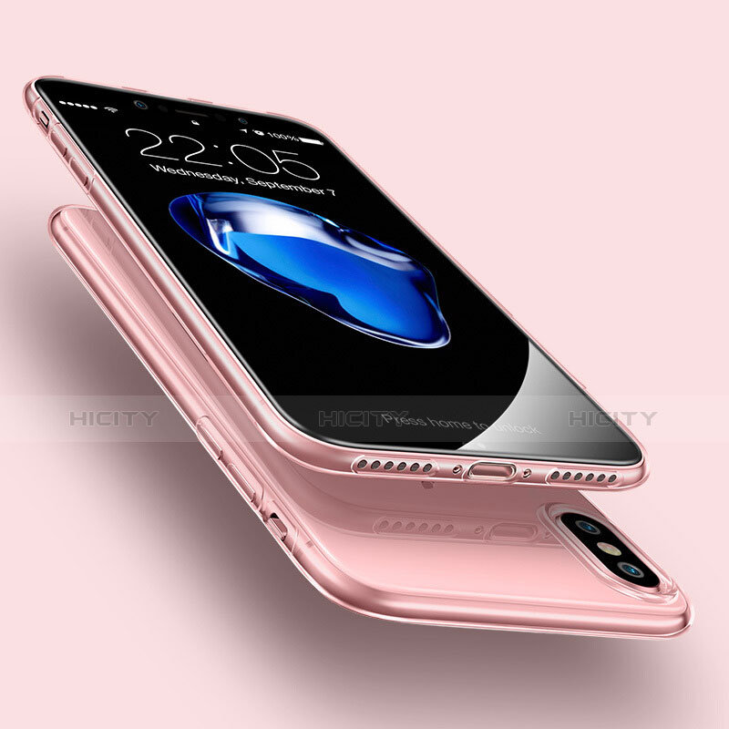 Etui Ultra Fine Silicone Souple Transparente pour Apple iPhone Xs Max Rose Plus