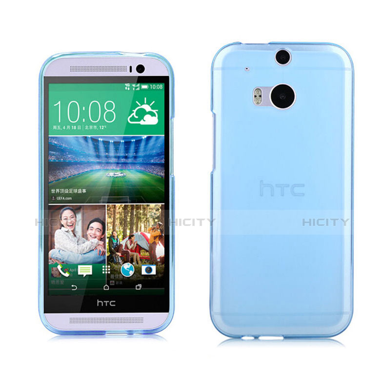 Etui Ultra Fine Silicone Souple Transparente pour HTC One M8 Bleu Plus