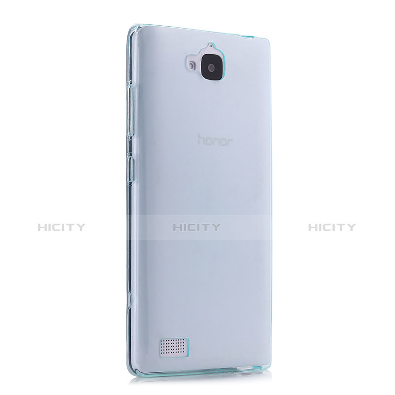 Etui Ultra Fine Silicone Souple Transparente pour Huawei Honor 3C Bleu Plus