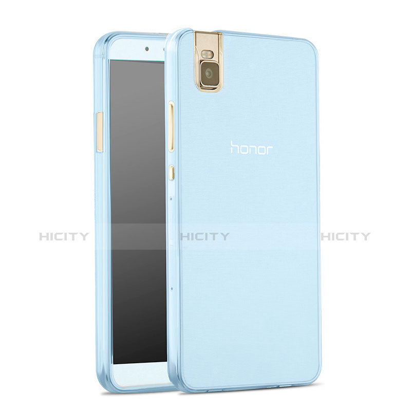 Etui Ultra Fine Silicone Souple Transparente pour Huawei Honor 7i shot X Bleu Plus