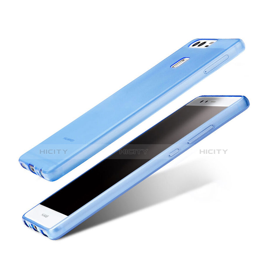 Etui Ultra Fine Silicone Souple Transparente pour Huawei P9 Bleu Plus