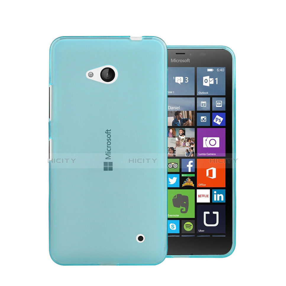 Etui Ultra Fine Silicone Souple Transparente pour Microsoft Lumia 640 Bleu Plus
