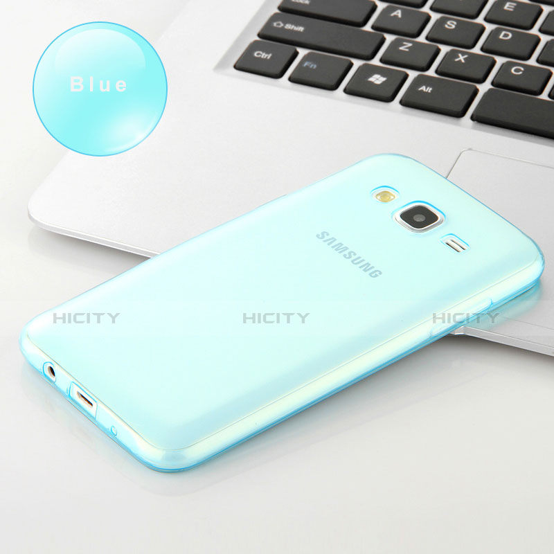 Etui Ultra Fine Silicone Souple Transparente pour Samsung Galaxy J7 SM-J700F J700H Bleu Plus