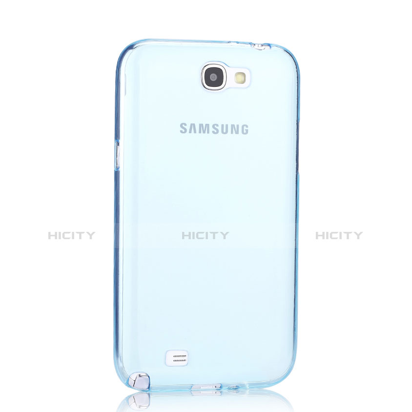 Etui Ultra Fine Silicone Souple Transparente pour Samsung Galaxy Note 2 N7100 N7105 Bleu Plus