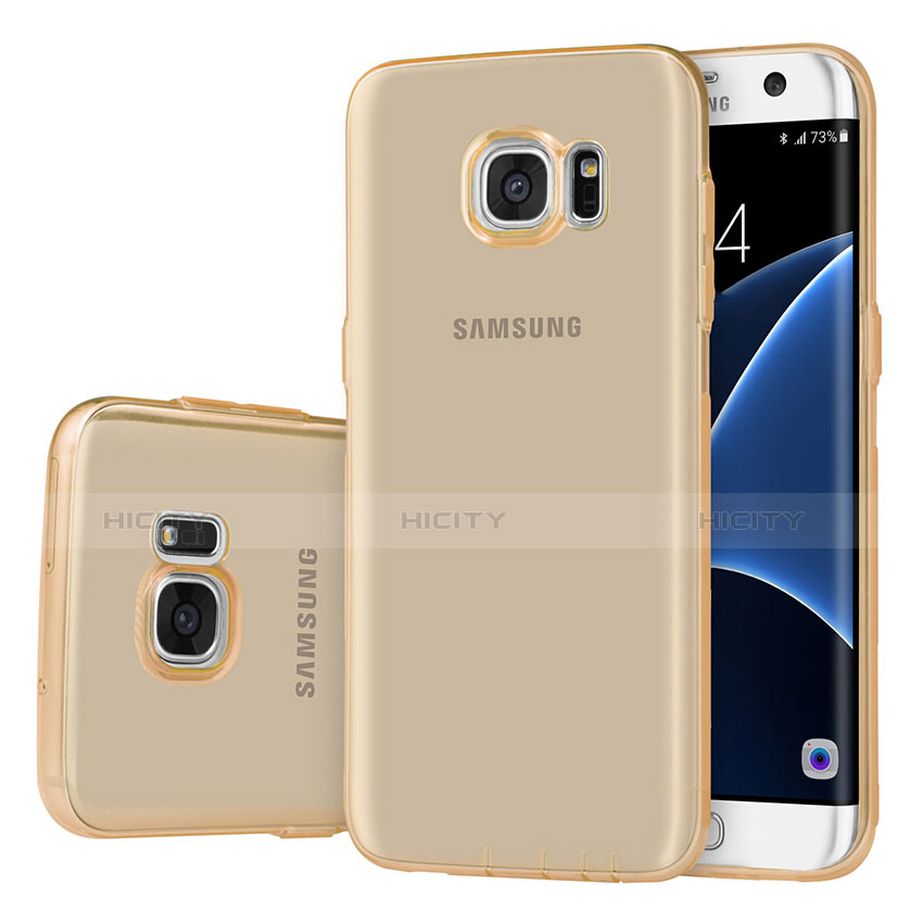 Etui Ultra Fine TPU Souple Transparente T07 pour Samsung Galaxy S7 Edge G935F Or Plus
