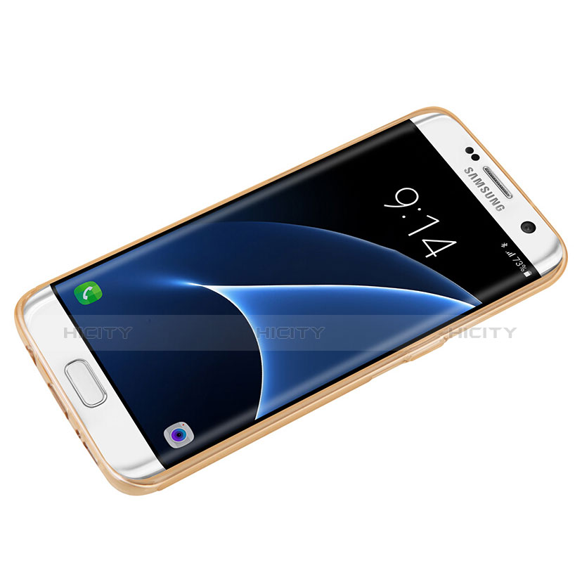 Etui Ultra Fine TPU Souple Transparente T07 pour Samsung Galaxy S7 Edge G935F Or Plus
