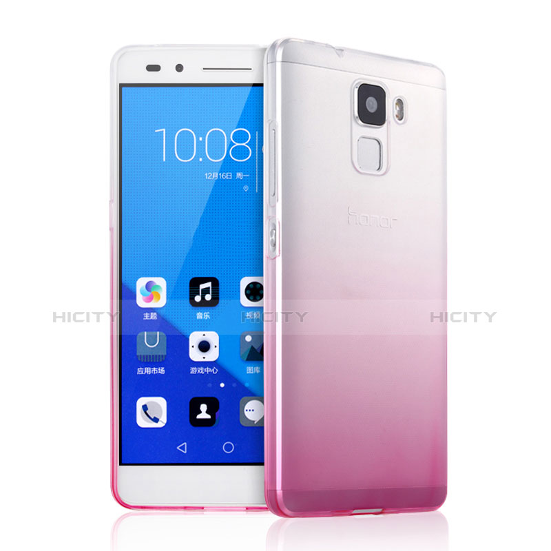 Etui Ultra Fine Transparente Souple Degrade pour Huawei Honor 7 Dual SIM Rose Plus