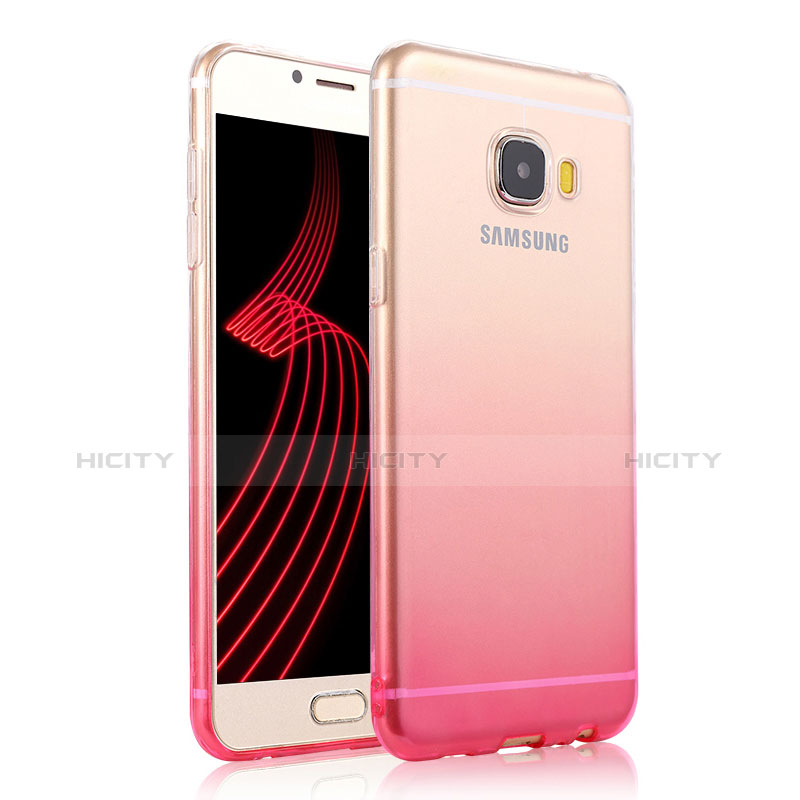 Etui Ultra Fine Transparente Souple Degrade T04 pour Samsung Galaxy C7 Pro C7010 Rose Plus
