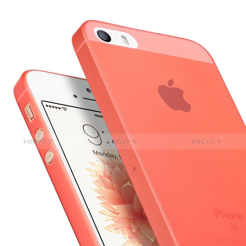 Etui Ultra Slim Plastique Rigide Transparente pour Apple iPhone SE Rouge Plus