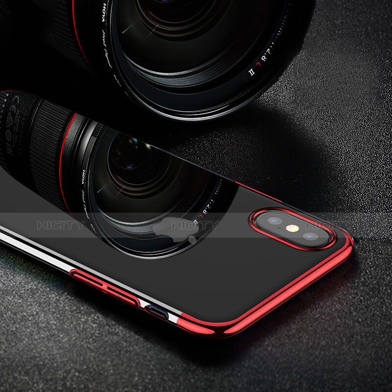 Etui Ultra Slim Plastique Rigide Transparente pour Apple iPhone Xs Rouge Plus
