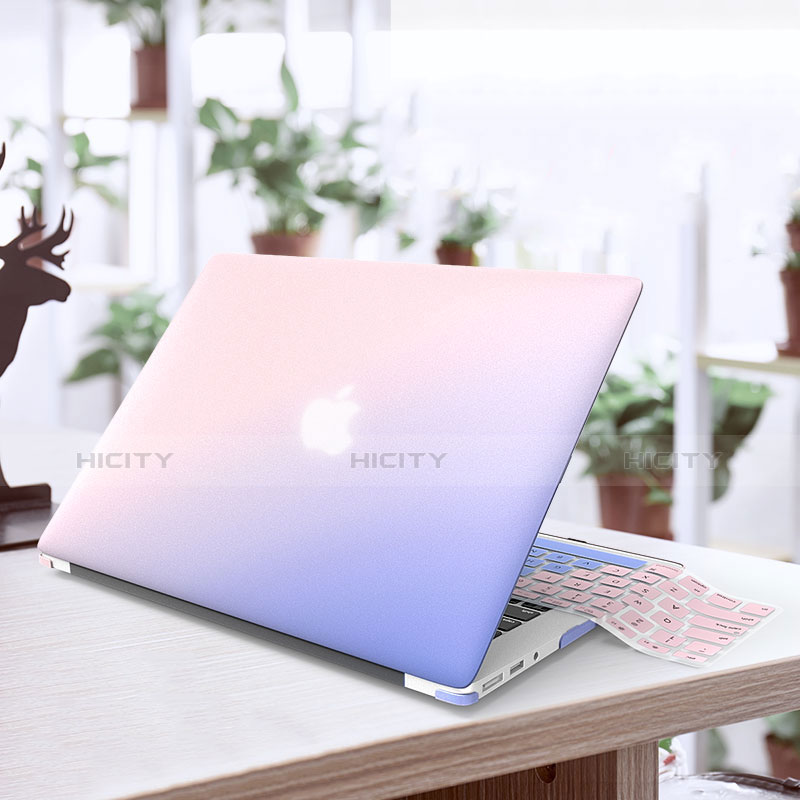 Etui Ultra Slim Plastique Rigide Transparente pour Apple MacBook Air 13.3 pouces (2018) Bleu Plus