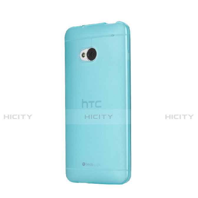 Etui Ultra Slim Plastique Rigide Transparente pour HTC One M7 Bleu Plus