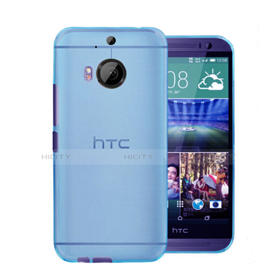 Etui Ultra Slim Plastique Rigide Transparente pour HTC One M9 Plus Bleu Plus