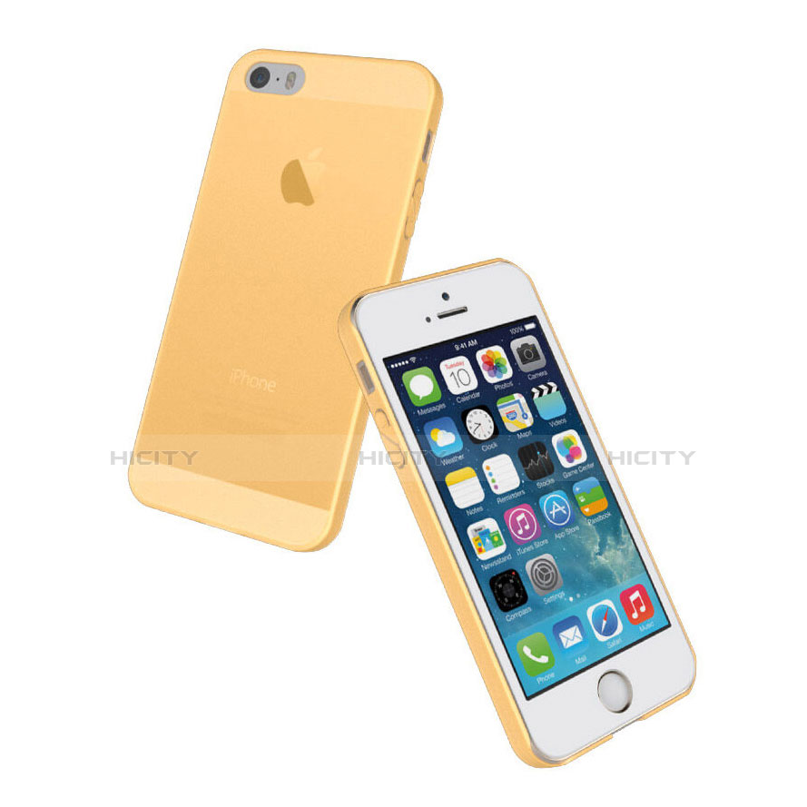 Etui Ultra Slim Silicone Mat Transparente pour Apple iPhone 5S Or Plus