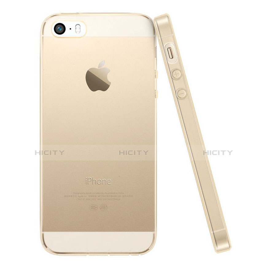 Etui Ultra Slim Silicone Souple Transparente pour Apple iPhone 5S Or Plus