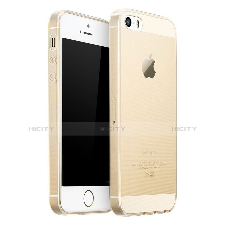 Etui Ultra Slim Silicone Souple Transparente pour Apple iPhone 5S Or Plus