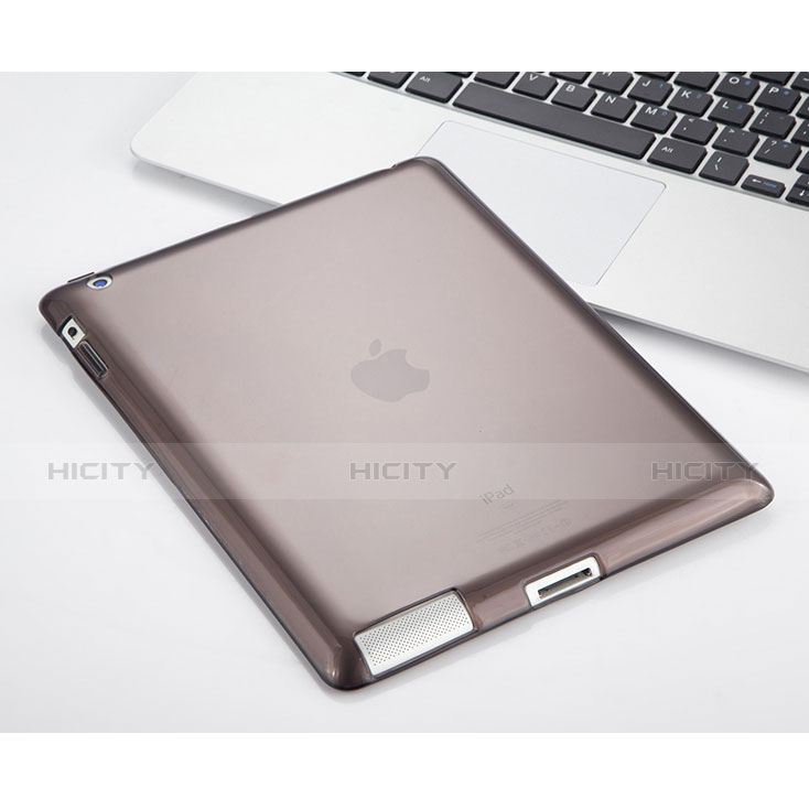 Etui Ultra Slim TPU Souple Transparente pour Apple iPad 4 Gris Plus