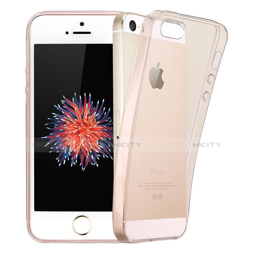 Etui Ultra Slim TPU Souple Transparente pour Apple iPhone 5S Rose Plus