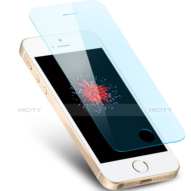 Film Protecteur d'Ecran Verre Trempe Anti-Lumiere Bleue B02 pour Apple iPhone 5 Bleu Plus